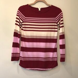 J Crew Basic Striped Shirt Tee XXS Purple​​​​​